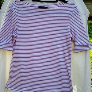 Ralph Lauren Women's Pink Striped‎ Top Size L